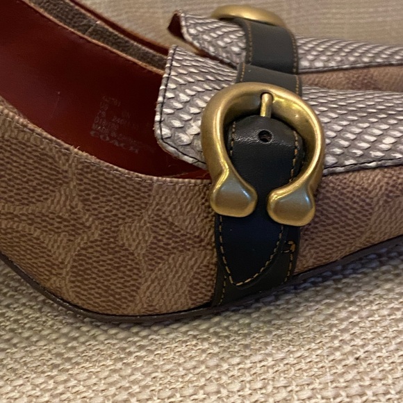 Coach Womens Jade Loafer w Block Heal / Mixed Media / Tan Natural Black / 7 /NWB - Picture 7 of 16